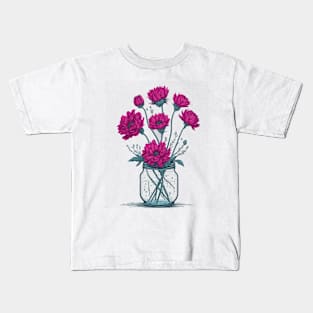 pink roses in a Mason Jar Kids T-Shirt